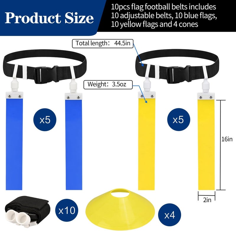 DkOvn Flag Football Belt, 2pcs Adjustable Flag Football Belt with Belt and Flags, for Youths, Adults - Image 4